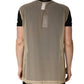 Beige Crew Neck Sleeveless Mesh Top  T-shirt