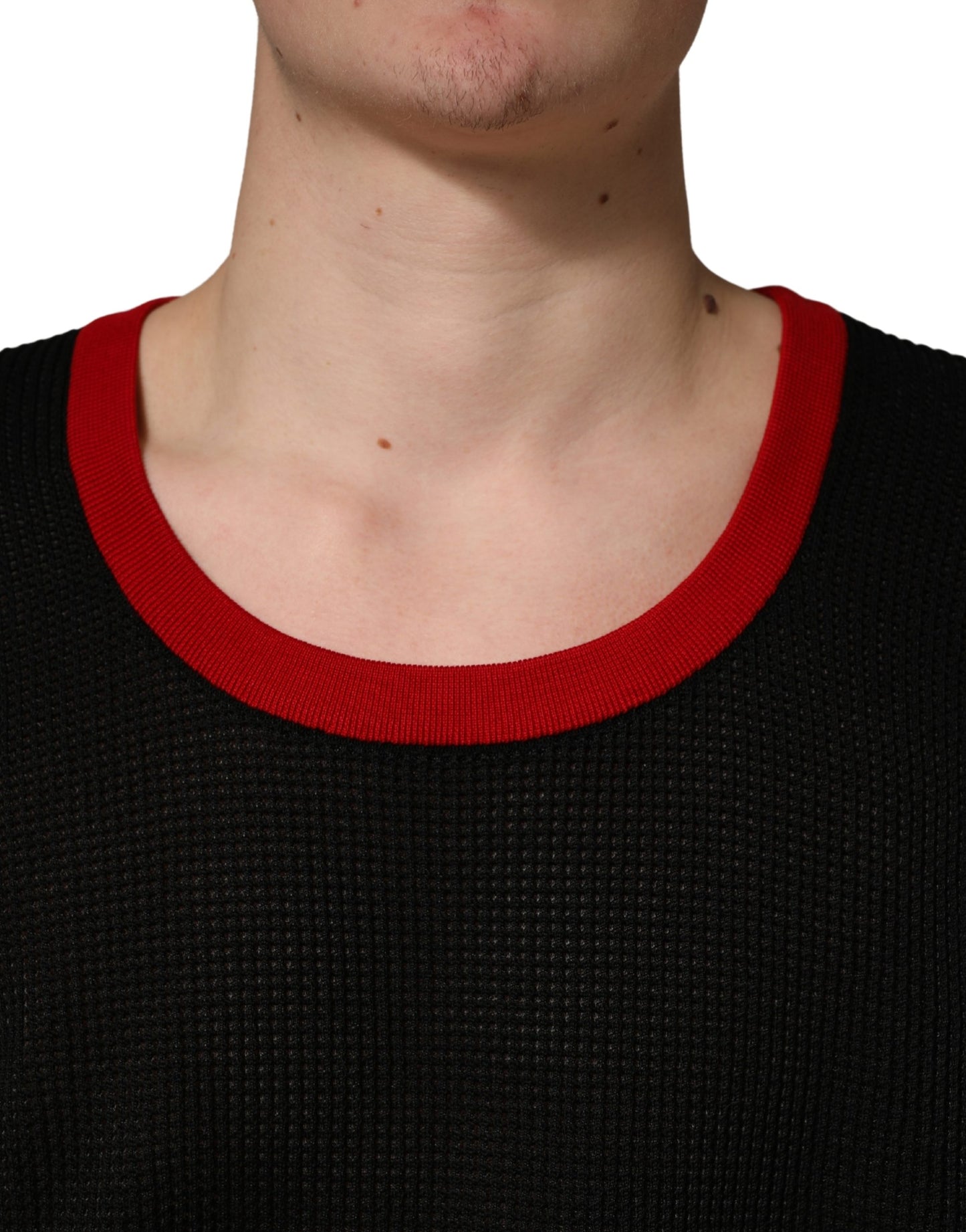 Black Crew Neck Sleeveless Men Knit Vest T-shirt