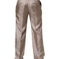 Beige Silk Straight Formal DressTrouser Pants