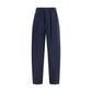Blue Silk Casual Pants