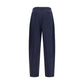 Blue Silk Casual Pants