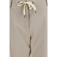 Beige Cotton Casual Pants