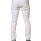 White Cotton Tattered Men Slim Fit Denim Jeans
