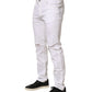 White Cotton Tattered Men Slim Fit Denim Jeans