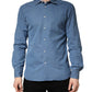Blue Cotton Slim Fit Collared LongSleeve Casual Shirt