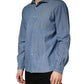 Blue Long Sleeve Collared Casual Shirt