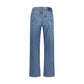 Blue Cotton Straight-Leg Jeans
