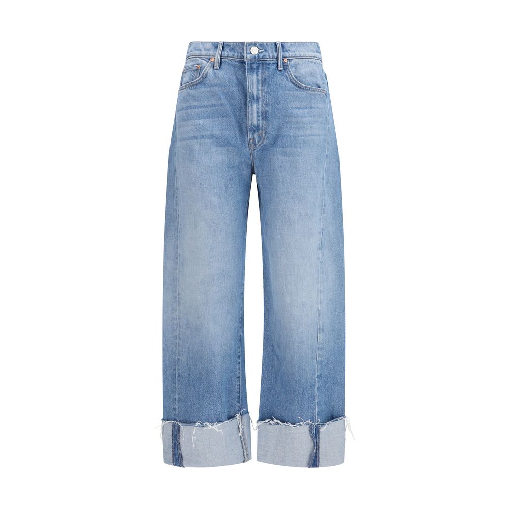 Blue Cotton Cropped Jeans