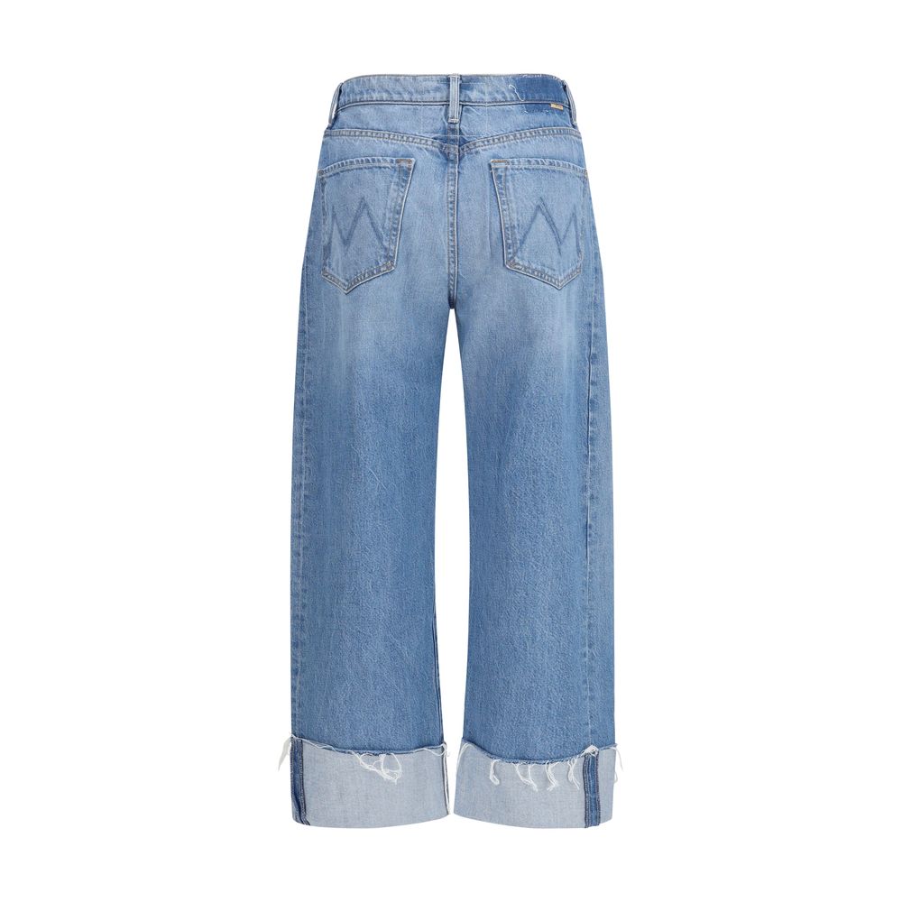 Blue Cotton Cropped Jeans