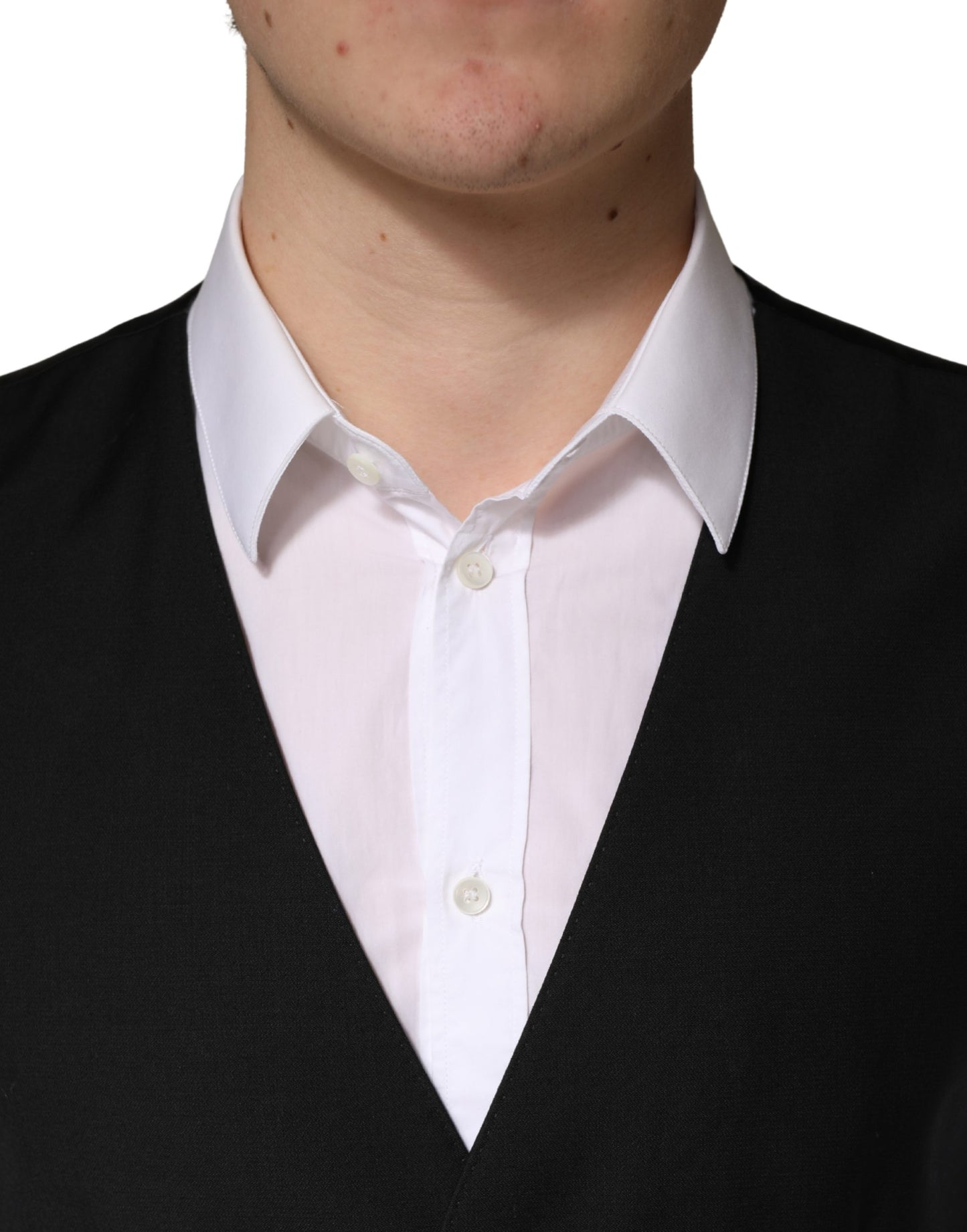 Black Wool Single Breasted Men Waistcoat Vest