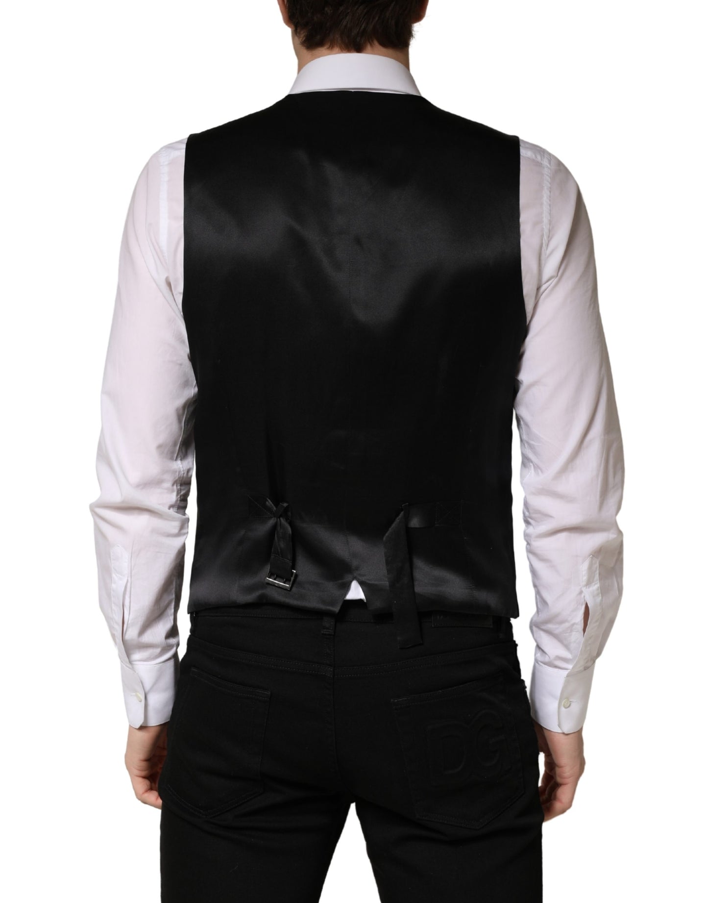 Black Wool Single Breasted Men Waistcoat Vest