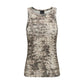 Beige Cotton Sleeveles T-Shirt