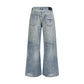 Blue Cotton High-Waisted Jean