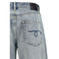 Blue Cotton High-Waisted Jean
