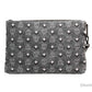MCM Veritas Medium Dark Grey Denim Monogram Logo Canvas Clutch Pouch Handbag