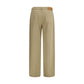 Beige Cotton Casual Pants