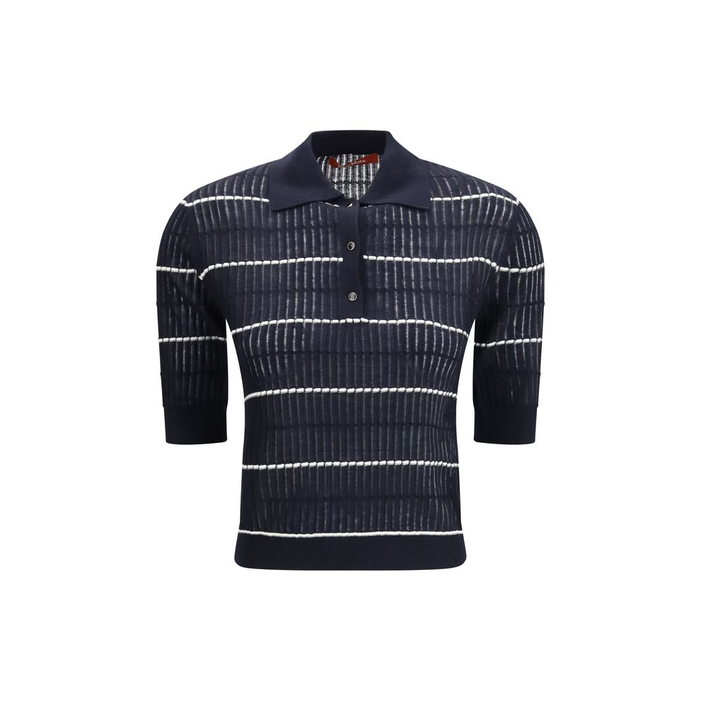 Blue Silk Polo Shirt