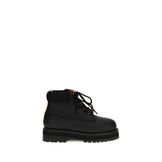Black Calf Leather Bos Taurus Lace-Up Boots