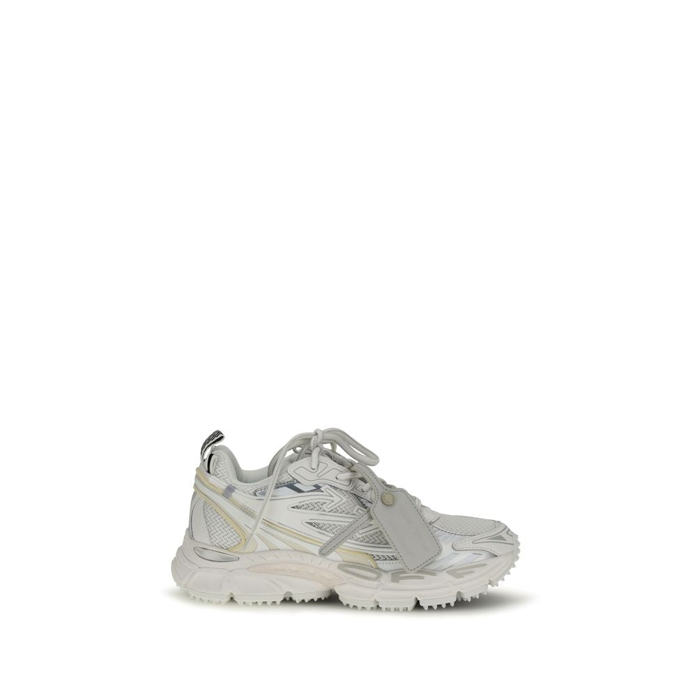 White Polyurethane Athletic Sneakers