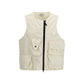 Beige Cotton Sleveless Jacket