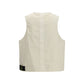 Beige Cotton Sleveless Jacket
