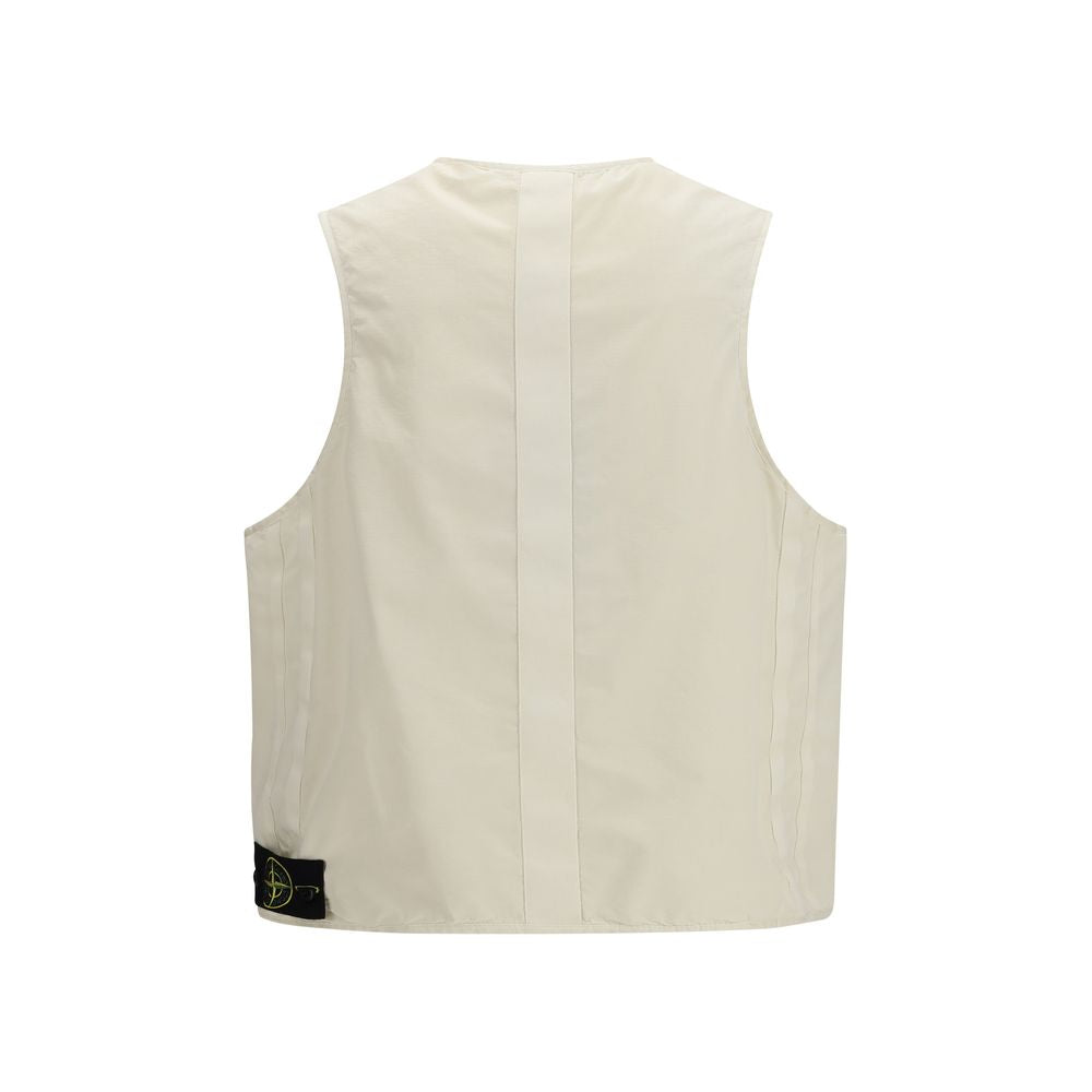 Beige Cotton Sleveless Jacket