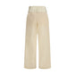 Beige Cotton Casual Pants