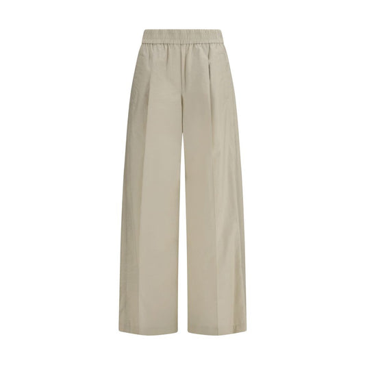 Beige Cotton Casual Pants