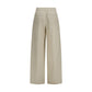Beige Cotton Casual Pants