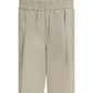 Beige Cotton Casual Pants