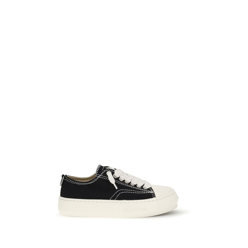 Black Cotton Low Top Sneakers