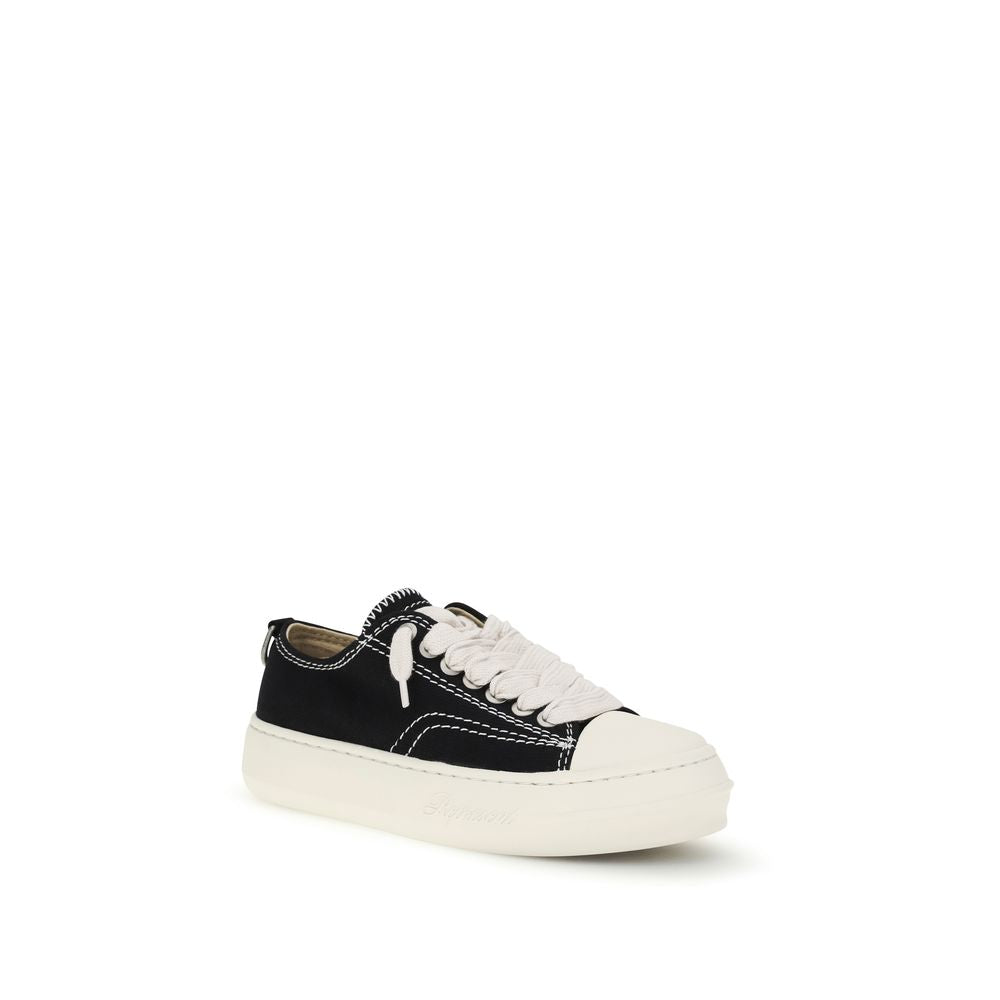 Black Cotton Low Top Sneakers