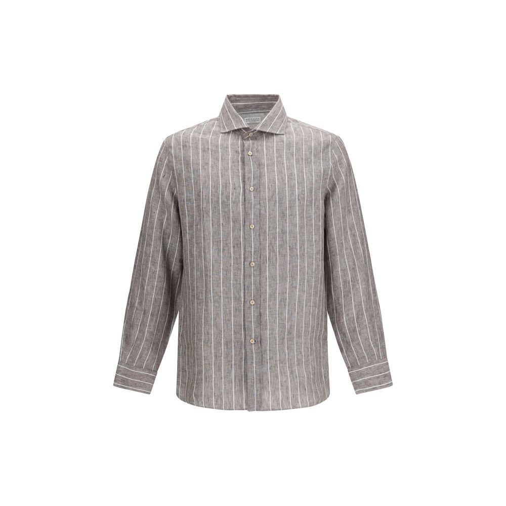 Beige Linen Dress Shirt