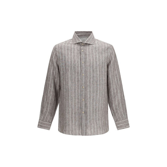 Beige Linen Dress Shirt
