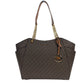 Michael Kors Jet Set Chain Brown MK Signature Large Shoulder Tote Bag