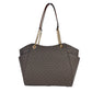 Michael Kors Jet Set Chain Brown MK Signature Large Shoulder Tote Bag