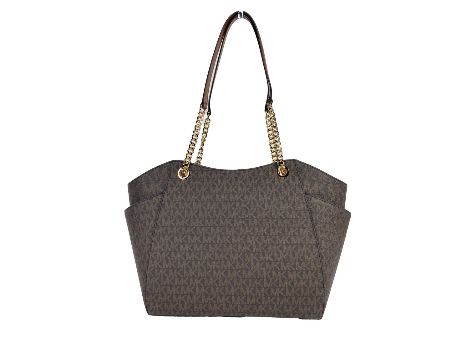 Michael Kors Jet Set Chain Brown MK Signature Large Shoulder Tote Bag