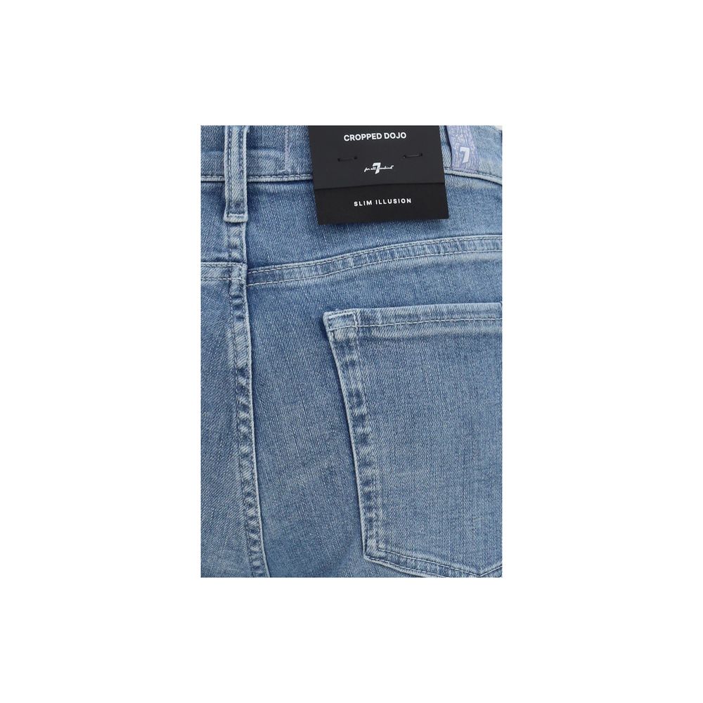 Blue Cotton Flared Jeans