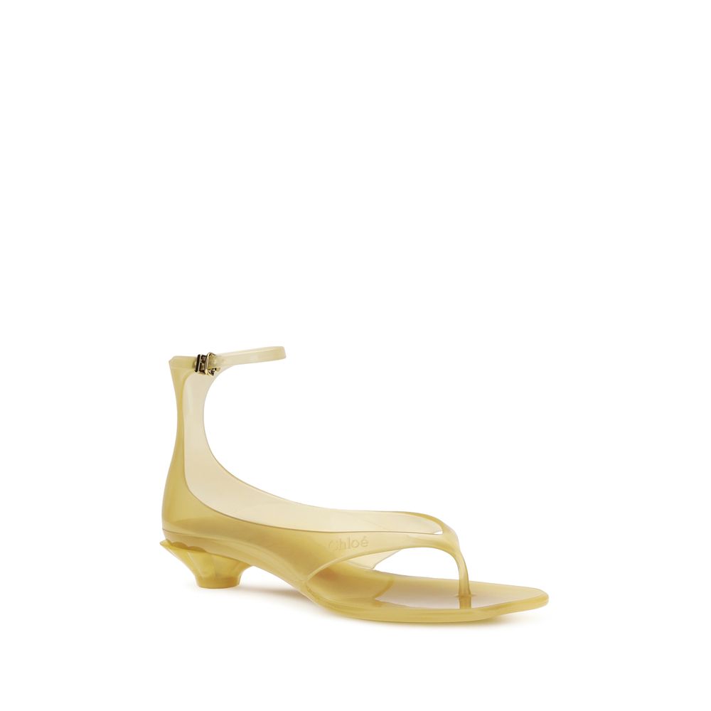 Beige Polyurethane Flat Sandals