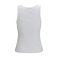 White Cotton Sleeveles T-Shirt