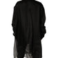 Black Ruffle Detail Semi Sheer Shirt Jacket