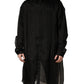 Black Ruffle Detail Semi Sheer Shirt Jacket