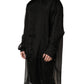 Black Ruffle Detail Semi Sheer Shirt Jacket