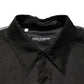 Black Ruffle Detail Semi Sheer Shirt Jacket