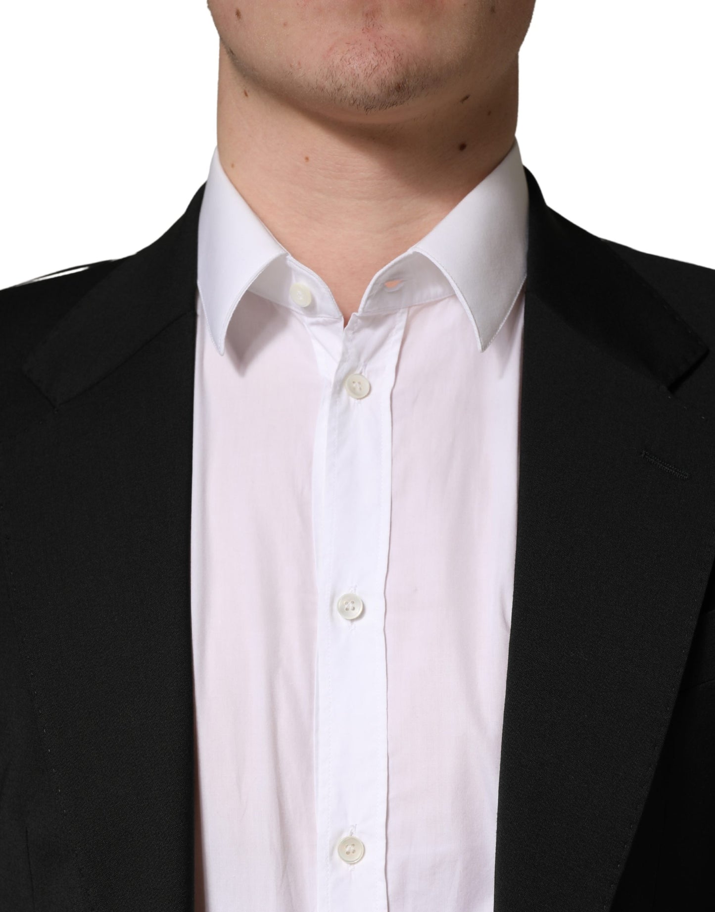 Black Polyester 2 Buttons Men Suit Jacket