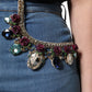 Blue Embellished Denim Wide-Leg Crop Jeans
