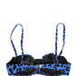 Blue Leopard Print Padded Balconnet Bra Underwear