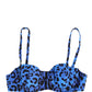 Blue Leopard Print Padded Balconnet Bra Underwear