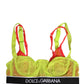 Yellow Nylon Layered Lace Balconnet Bra Underwear