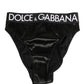 Black Satin High-Waist Brief Logo Women Underwear